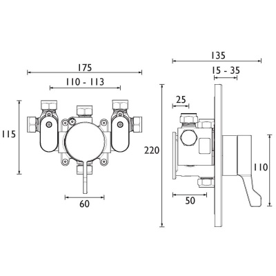 OPAC Premium Concealed Valve with Easy Grip Lever Handle